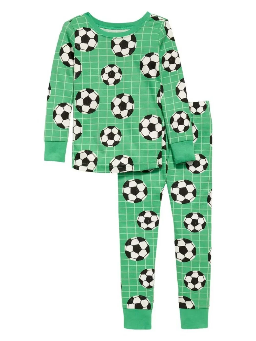 Entire Closet $5! NWT Old Navy Soccer Ball Pajama Set Green Grid Print Kids